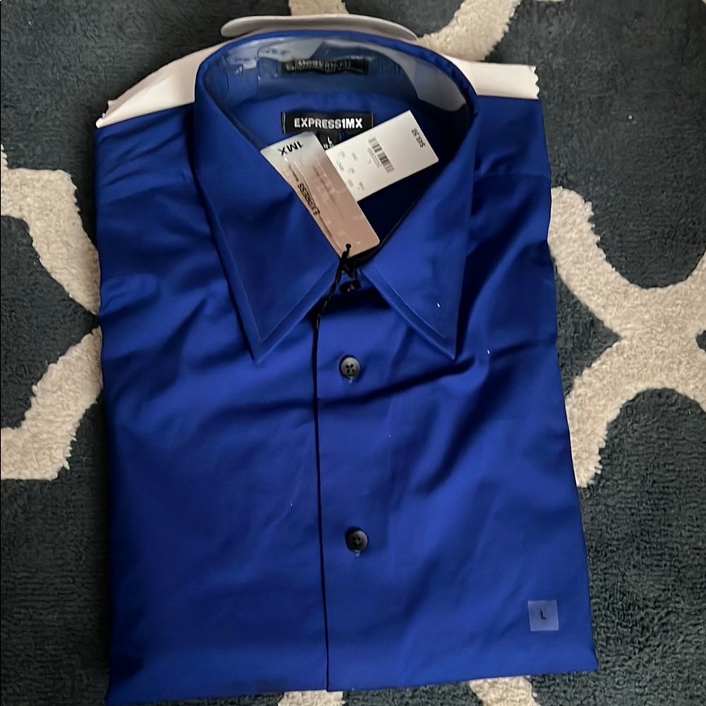 Express Blue Dress Shirt Classic Design